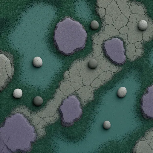 muted teal low moss - simplified stylized game art with clear material shapes