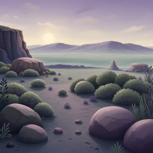 alien landscape background - hand-painted game texture with readable brush shapes