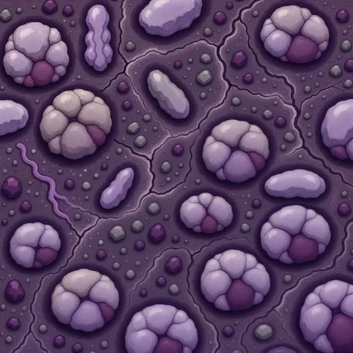 violet mineral soil - hand-painted game texture with readable brush shapes