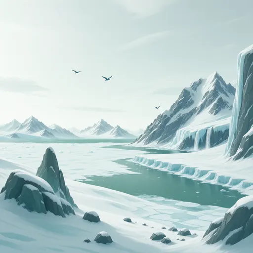 arctic landscape background - hand-painted game texture with readable brush shapes