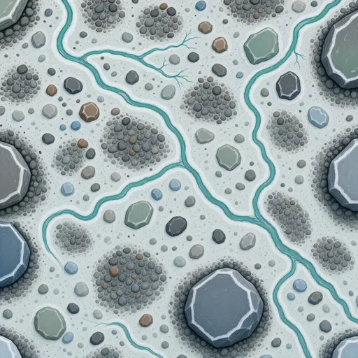 compact snowy gravel - hand-painted game texture with readable brush shapes