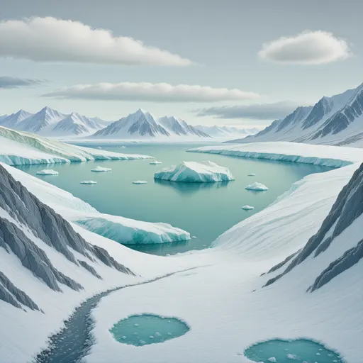 arctic landscape background - simplified stylized game art with clear material shapes