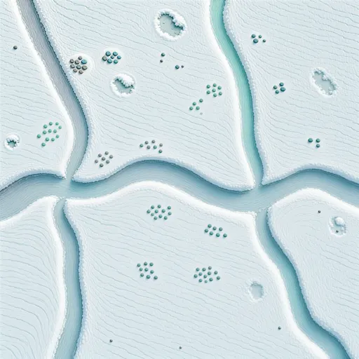 powdery snow - simplified stylized game art with clear material shapes