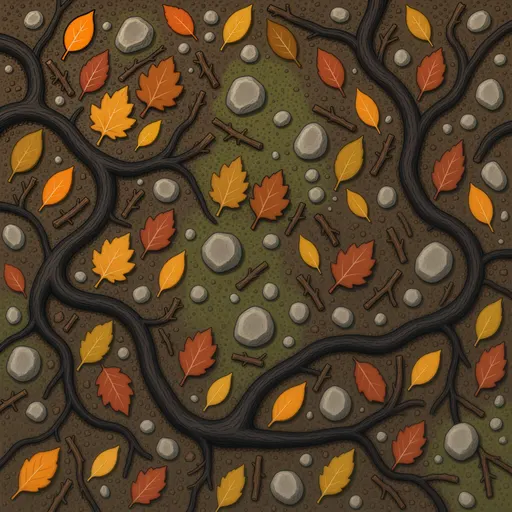 brown woodland soil - hand-painted game texture with readable brush shapes