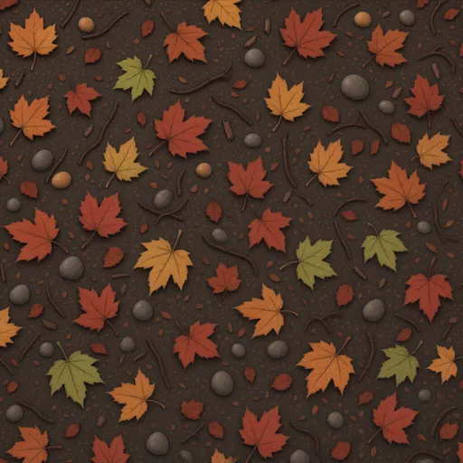 russet leaf litter - simplified stylized game art with clear material shapes