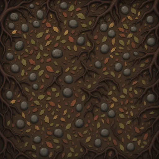brown woodland soil - simplified stylized game art with clear material shapes