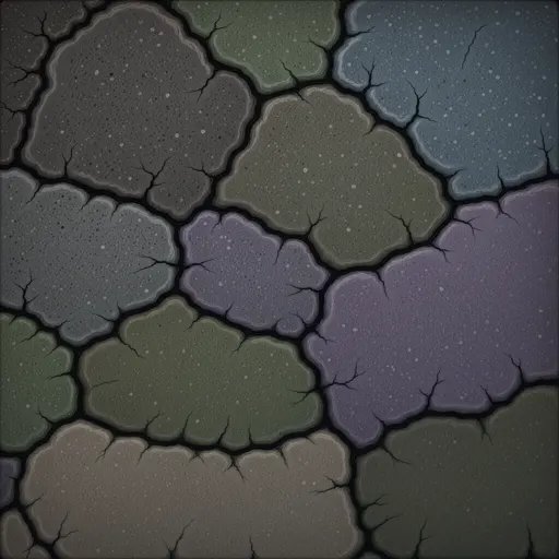 damp dark stone - hand-painted game texture with readable brush shapes