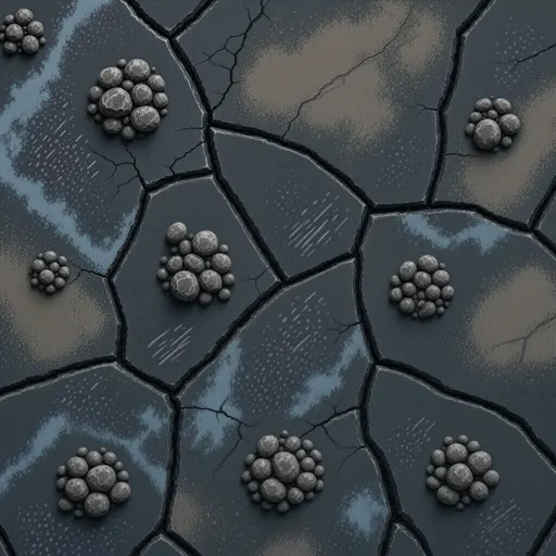 damp dark stone - hand-painted game texture with readable brush shapes