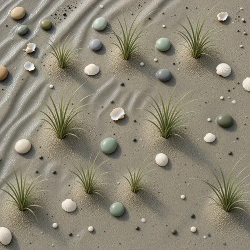 wet compact sand - simplified stylized game art with clear material shapes