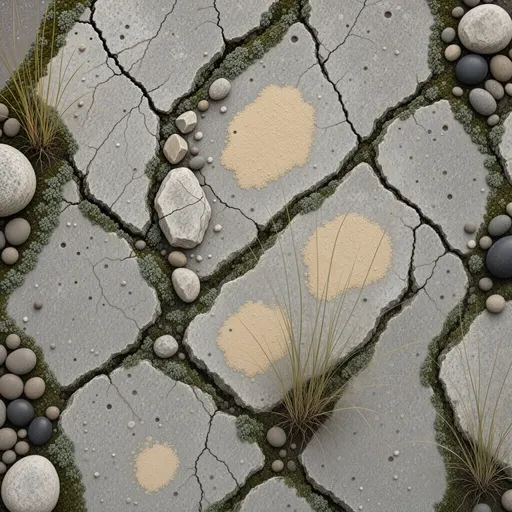 weathered limestone ground - simplified stylized game art with clear material shapes