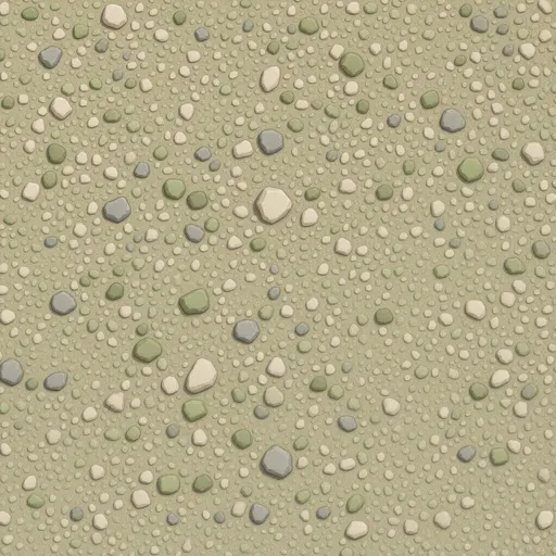 small sun-bleached pebbles - simplified stylized game art with clear material shapes