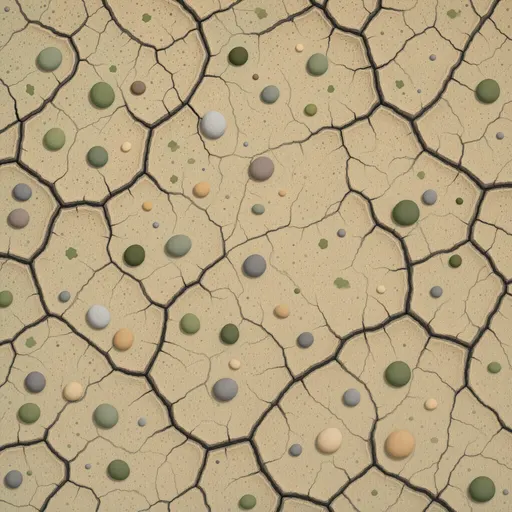 dry cracked earth - simplified stylized game art with clear material shapes