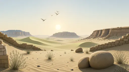 desert landscape background - simplified stylized game art with clear material shapes