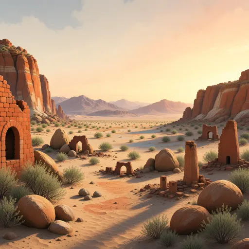 desert landscape background - hand-painted game texture with readable brush shapes