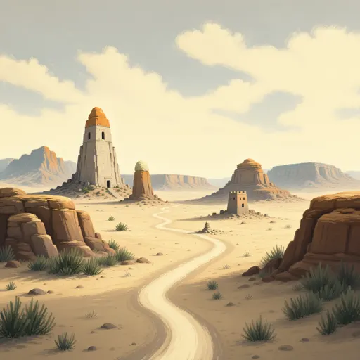 desert landscape background - hand-painted game texture with readable brush shapes