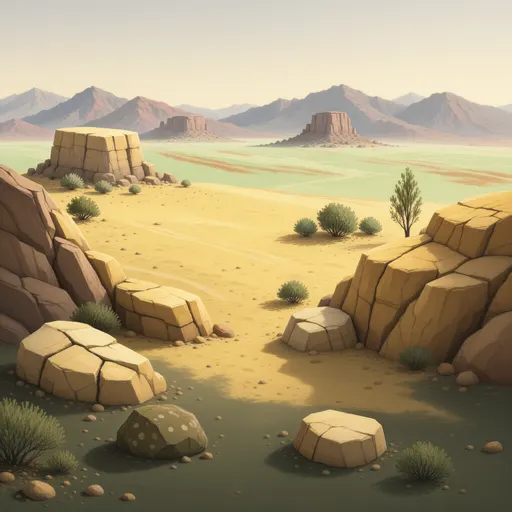 desert landscape background - hand-painted game texture with readable brush shapes