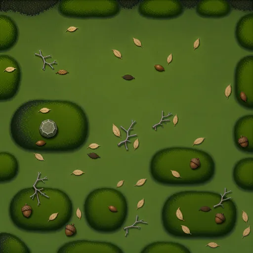 moss-covered ground - simplified stylized game art with clear material shapes