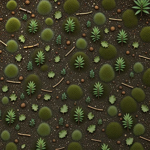dark forest soil - simplified stylized game art with clear material shapes