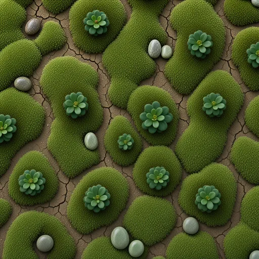 moss-covered ground - simplified stylized game art with clear material shapes