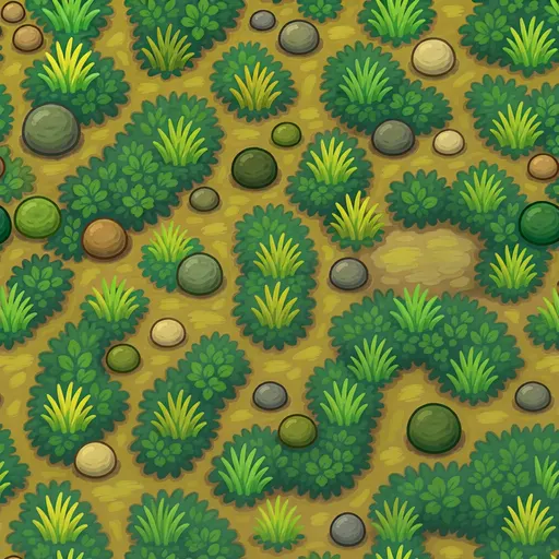 short woodland grass - hand-painted game texture with readable brush shapes
