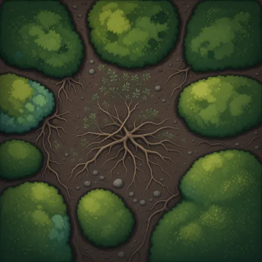 moss-covered ground - hand-painted game texture with readable brush shapes