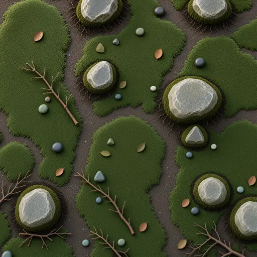 moss-covered ground - simplified stylized game art with clear material shapes