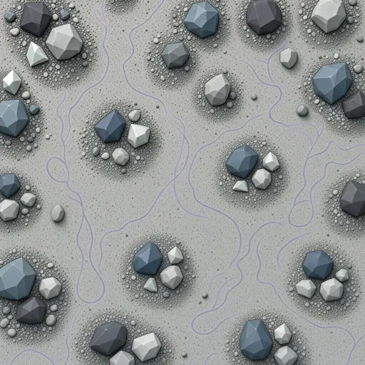 fine grey rubble - simplified stylized game art with clear material shapes