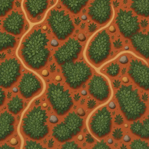 tropical red soil - hand-painted game texture with readable brush shapes