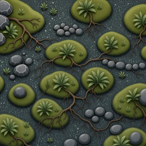 damp fine river gravel - hand-painted game texture with readable brush shapes