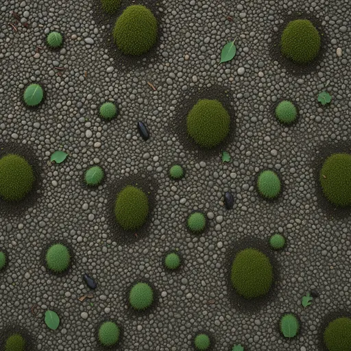 damp fine river gravel - simplified stylized game art with clear material shapes