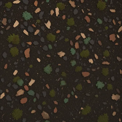 fine decomposed leaf litter - simplified stylized game art with clear material shapes