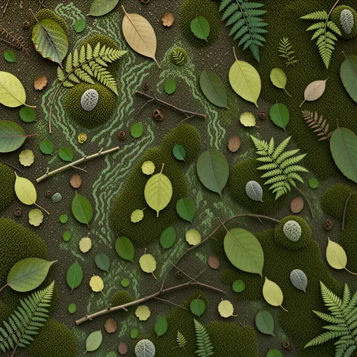 fine decomposed leaf litter - simplified stylized game art with clear material shapes