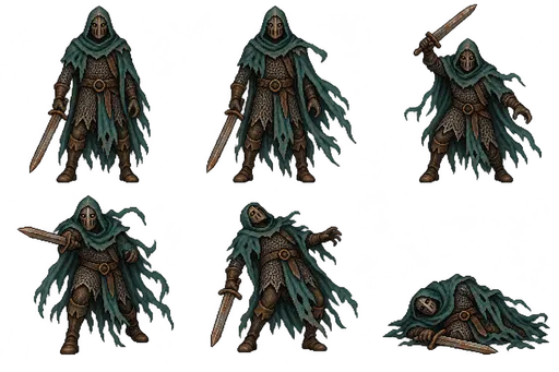 Tomb Warden - Six-Pose Sprite Sheet