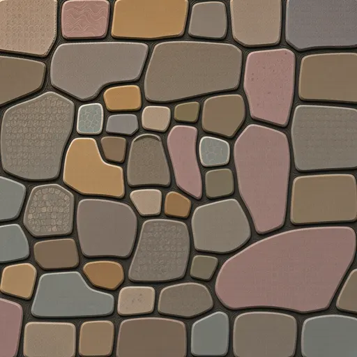 worn flat paving stones - realistic game material color texture