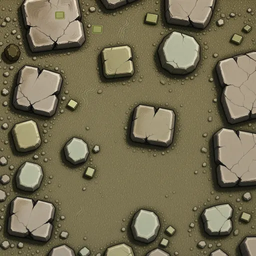 dusty stone rubble - hand-painted game texture with readable brush shapes