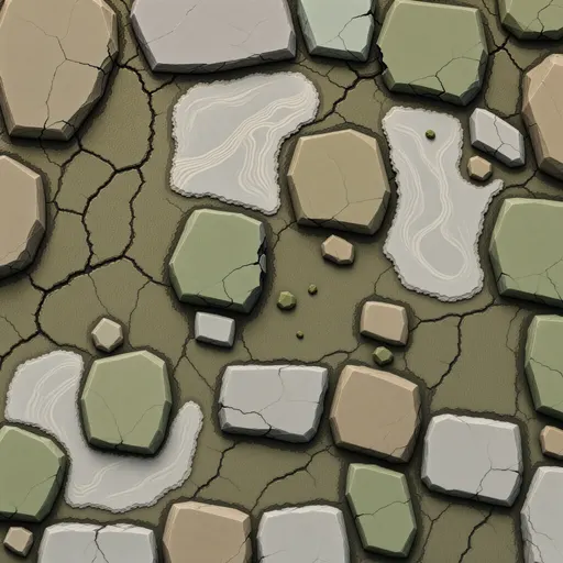 dusty stone rubble - simplified stylized game art with clear material shapes