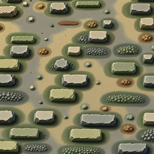 dusty stone rubble - hand-painted game texture with readable brush shapes
