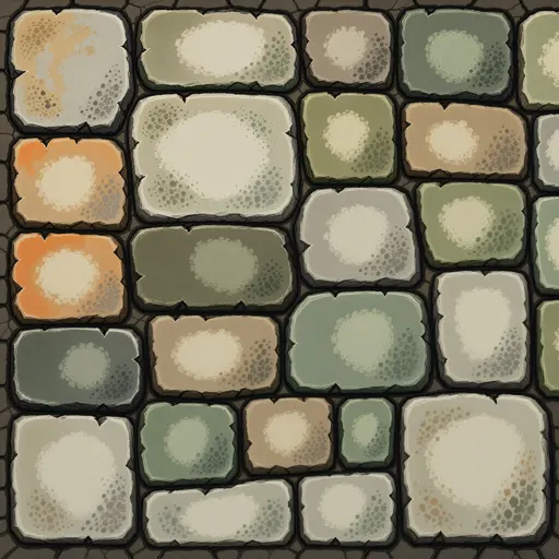 worn flat paving stones - hand-painted game texture with readable brush shapes