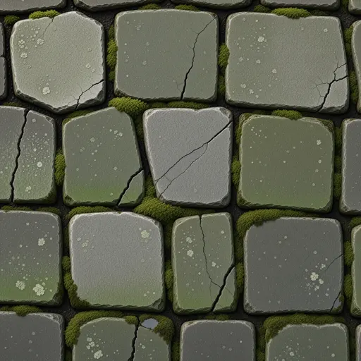 mossy ancient paving - realistic game material color texture