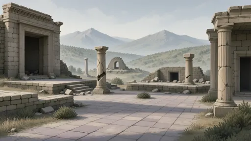 ruins landscape background - hand-painted game texture with readable brush shapes