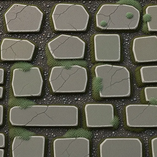mossy ancient paving - simplified stylized game art with clear material shapes