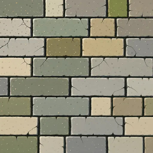 worn flat paving stones - simplified stylized game art with clear material shapes