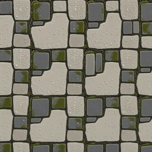 worn flat paving stones - realistic game material color texture