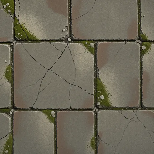 worn flat paving stones - simplified stylized game art with clear material shapes