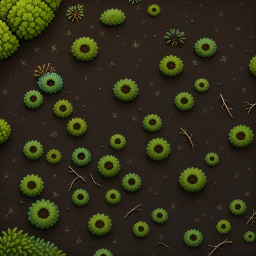 dark forest soil - hand-painted game texture with readable brush shapes