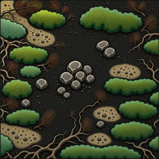 dark forest soil - hand-painted game texture with readable brush shapes