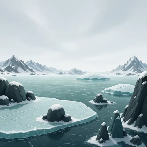 arctic landscape background - simplified stylized game art with clear material shapes