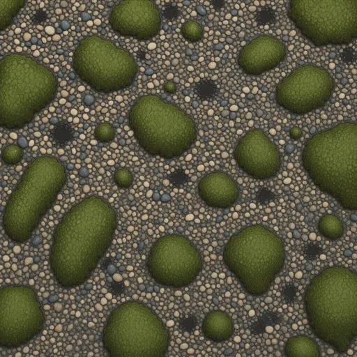 damp fine river gravel - hand-painted game texture with readable brush shapes