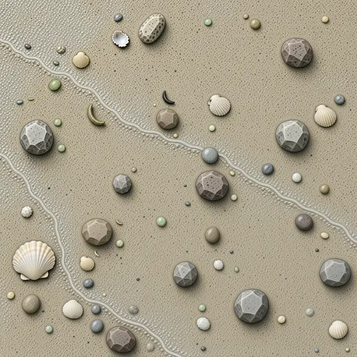 wet compact sand - simplified stylized game art with clear material shapes