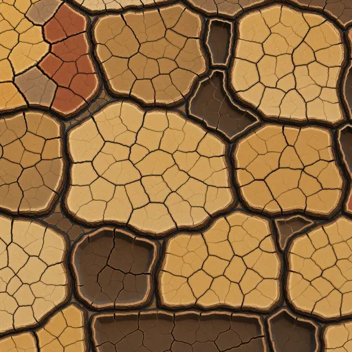 dry cracked earth - hand-painted game texture with readable brush shapes